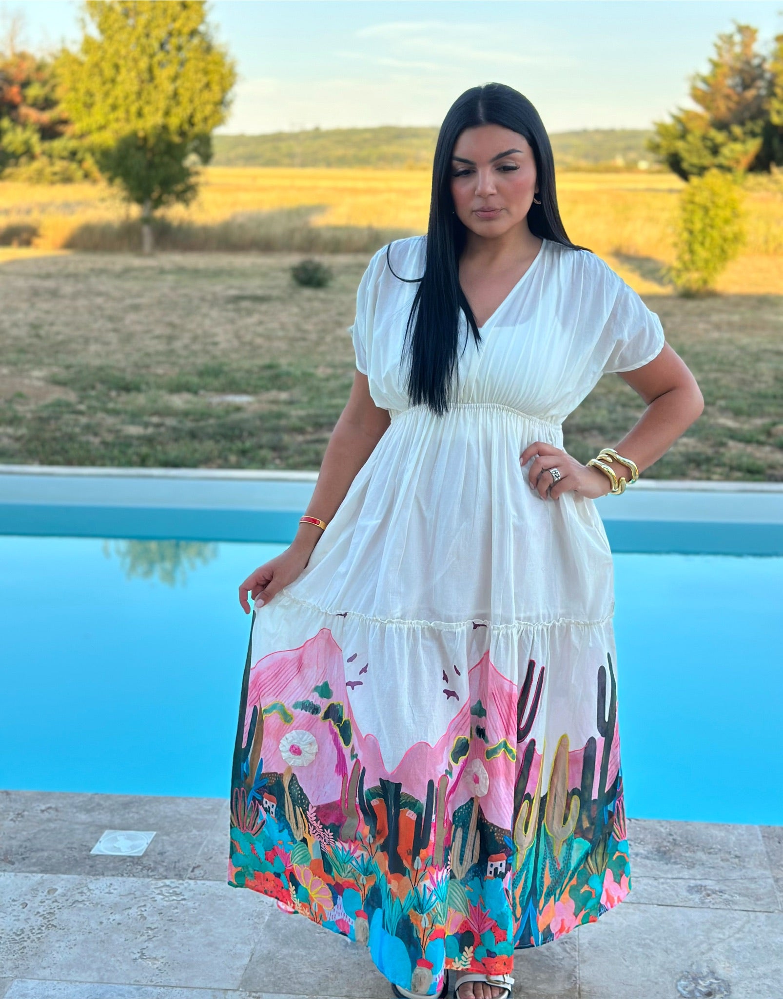 Robe longue imprimée – Élégance et confort