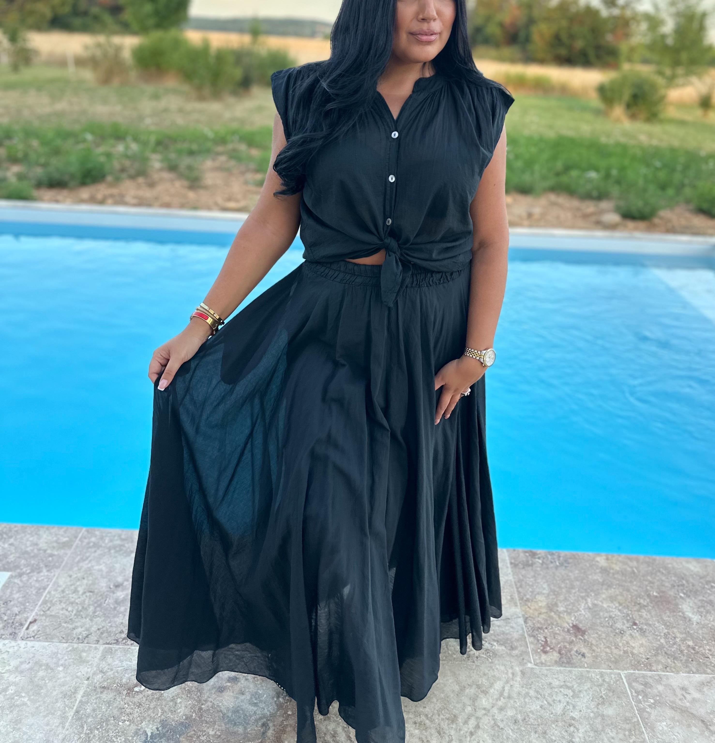 Jupe voile de coton noir