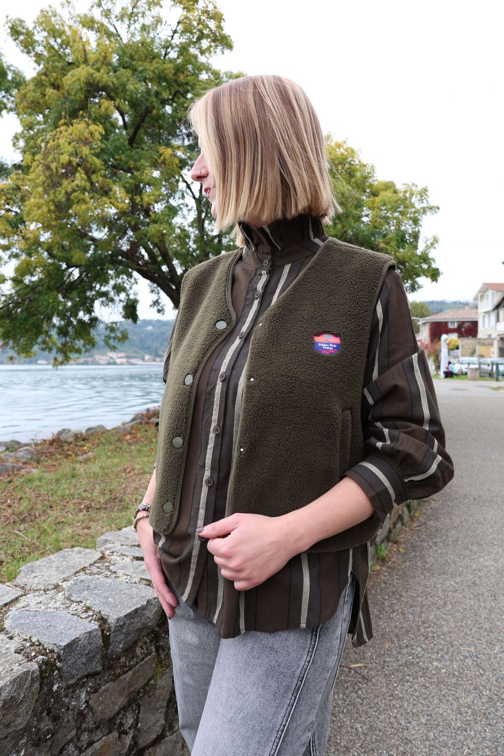 Chemise à rayures Kaki