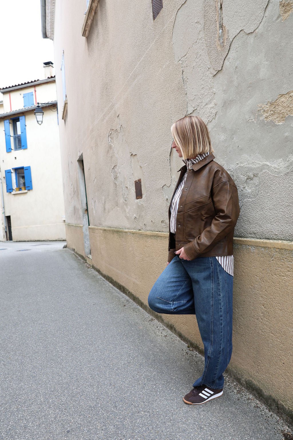 Veste similicuir effet vieilli