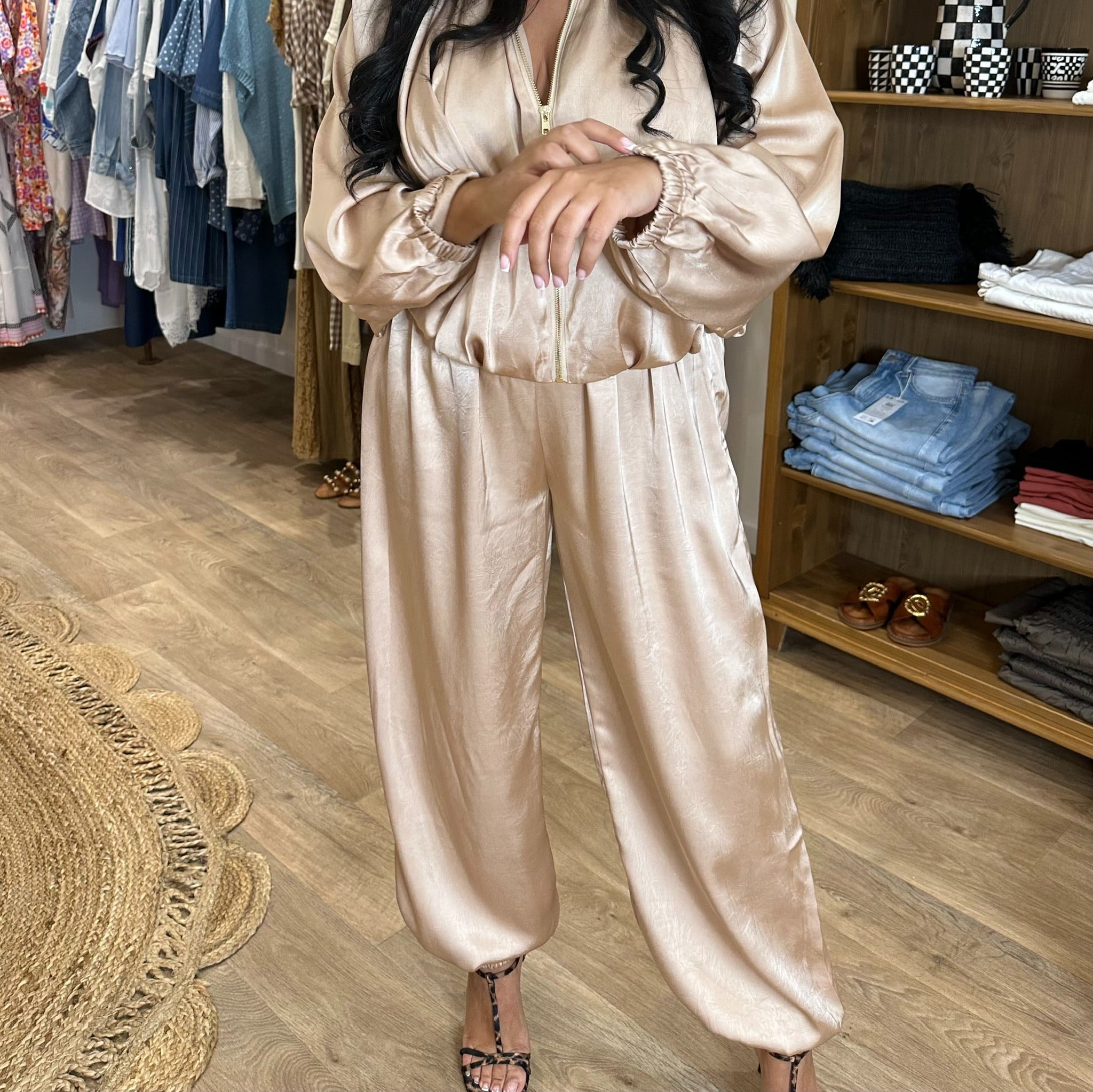 Pantalon satiné beige