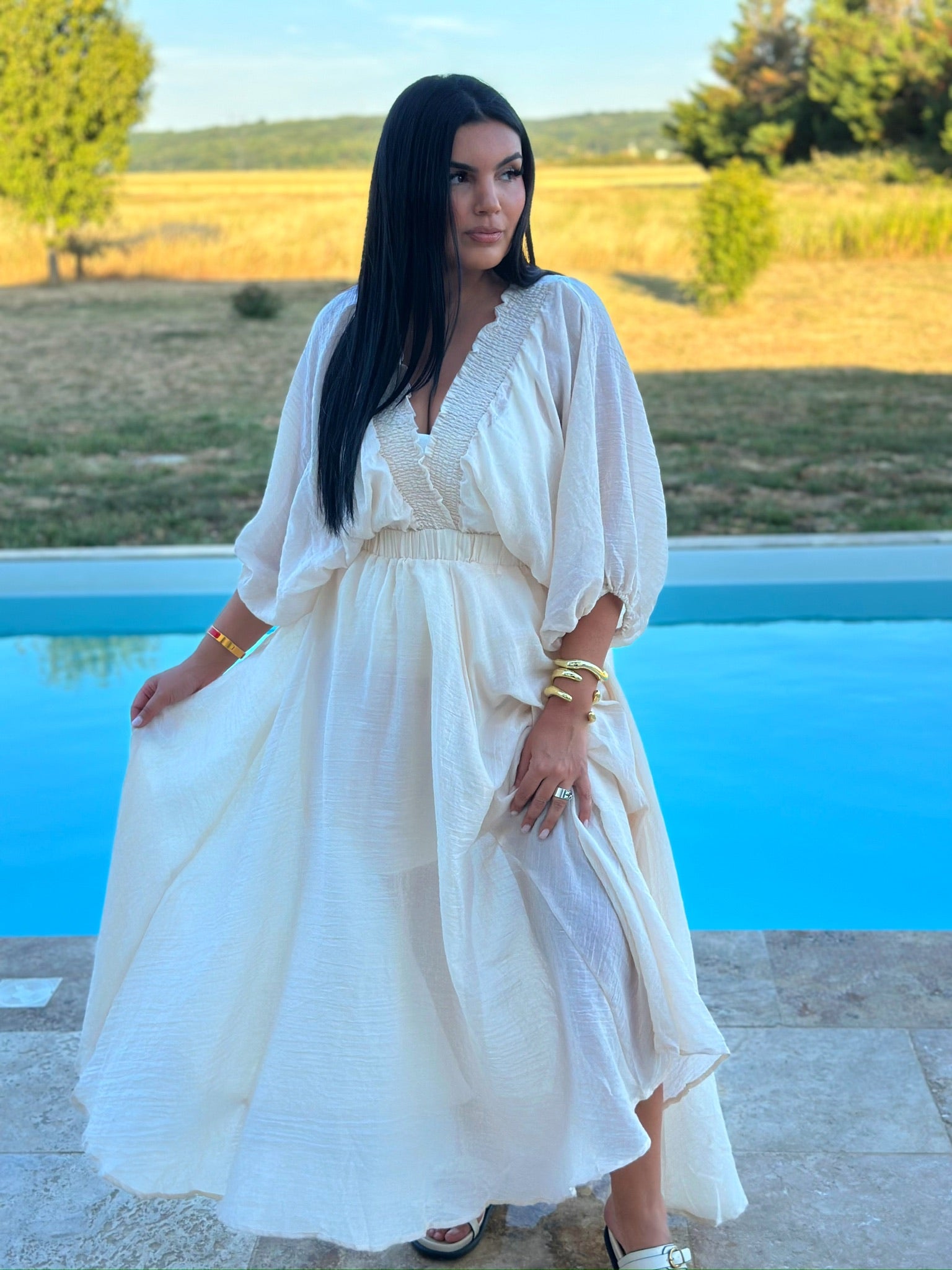 Robe Longue Voile de Coton – Élégance et Légèreté