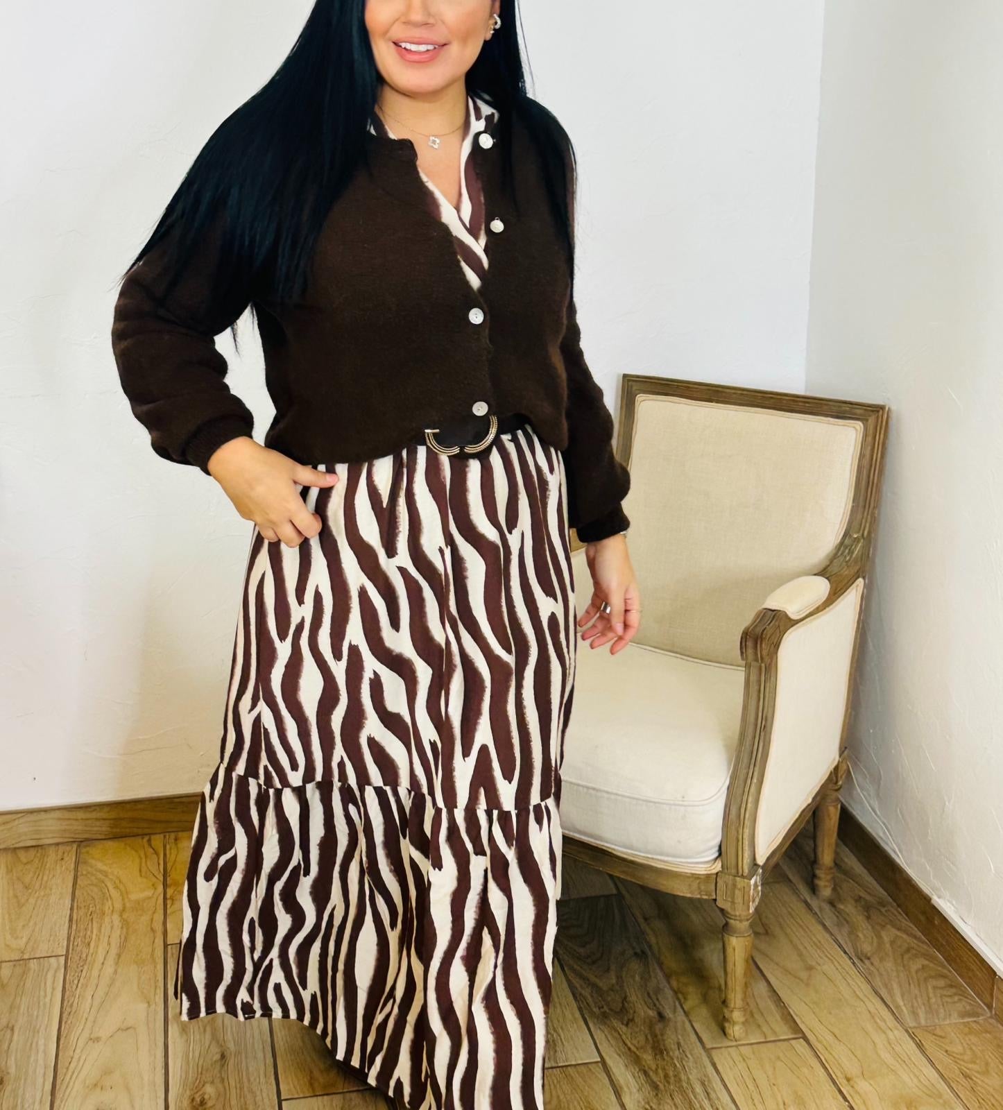 Robe imprimé zébré marron
