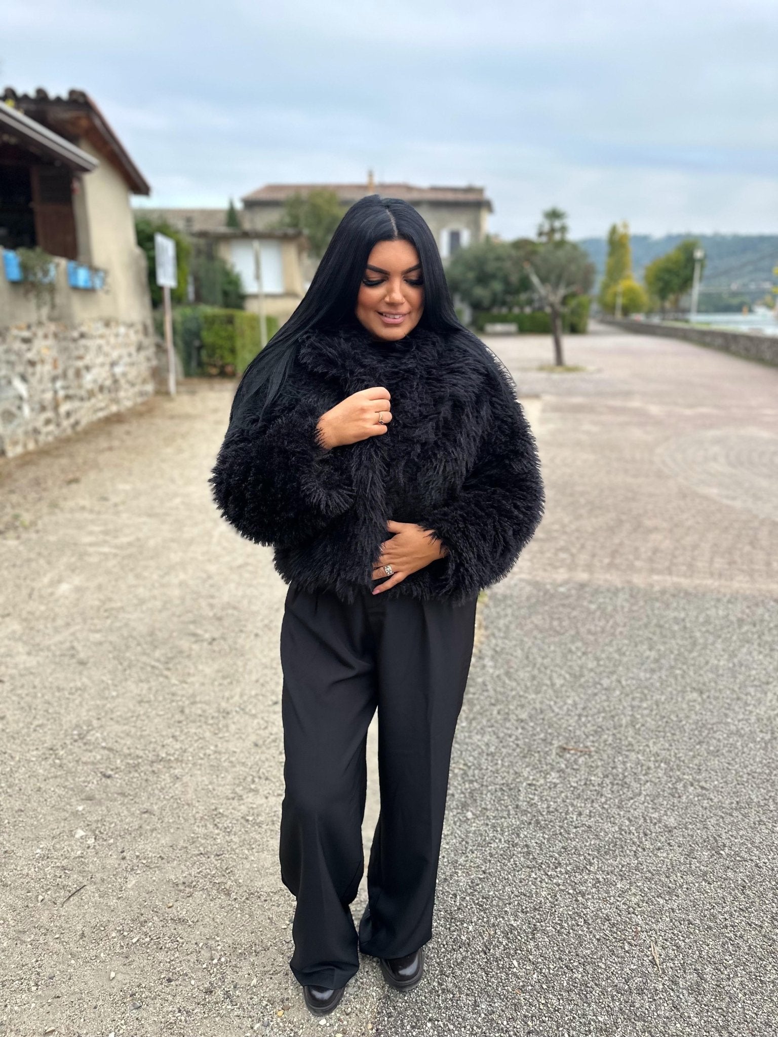 Veste fausse fourrure effet peluche