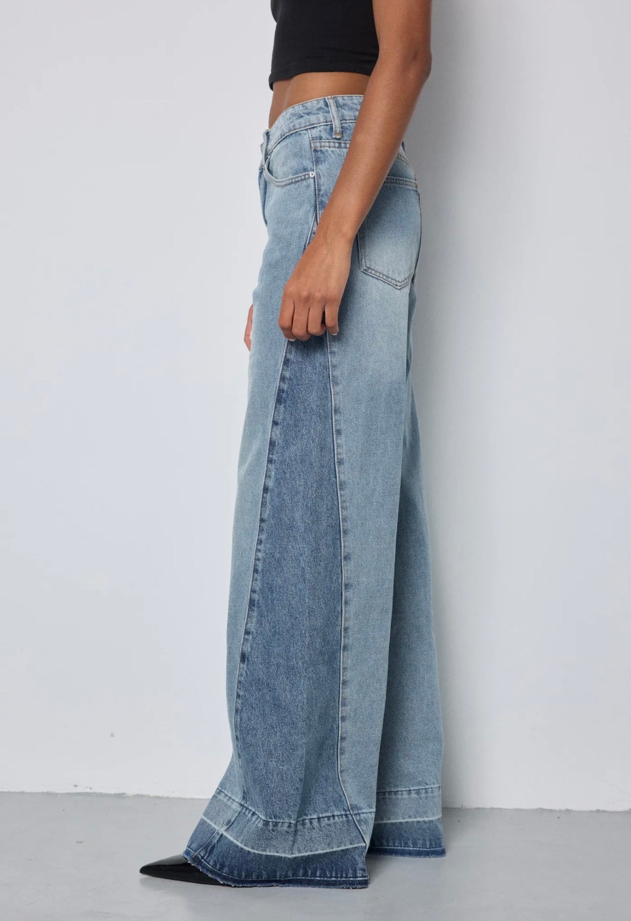 Jean Wide Leg Bicolore – Effet Patchwork
