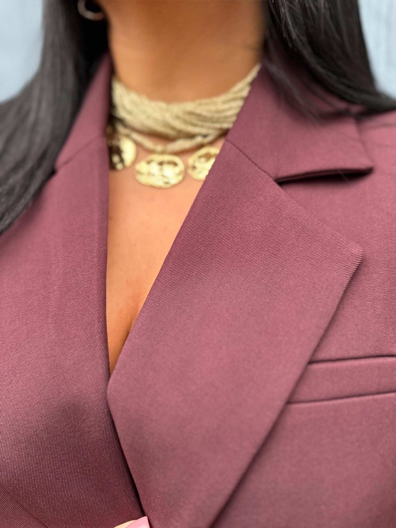 Collier médailles dorées & cordons dorés