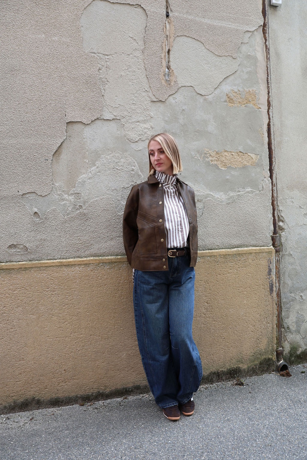 Veste similicuir effet vieilli