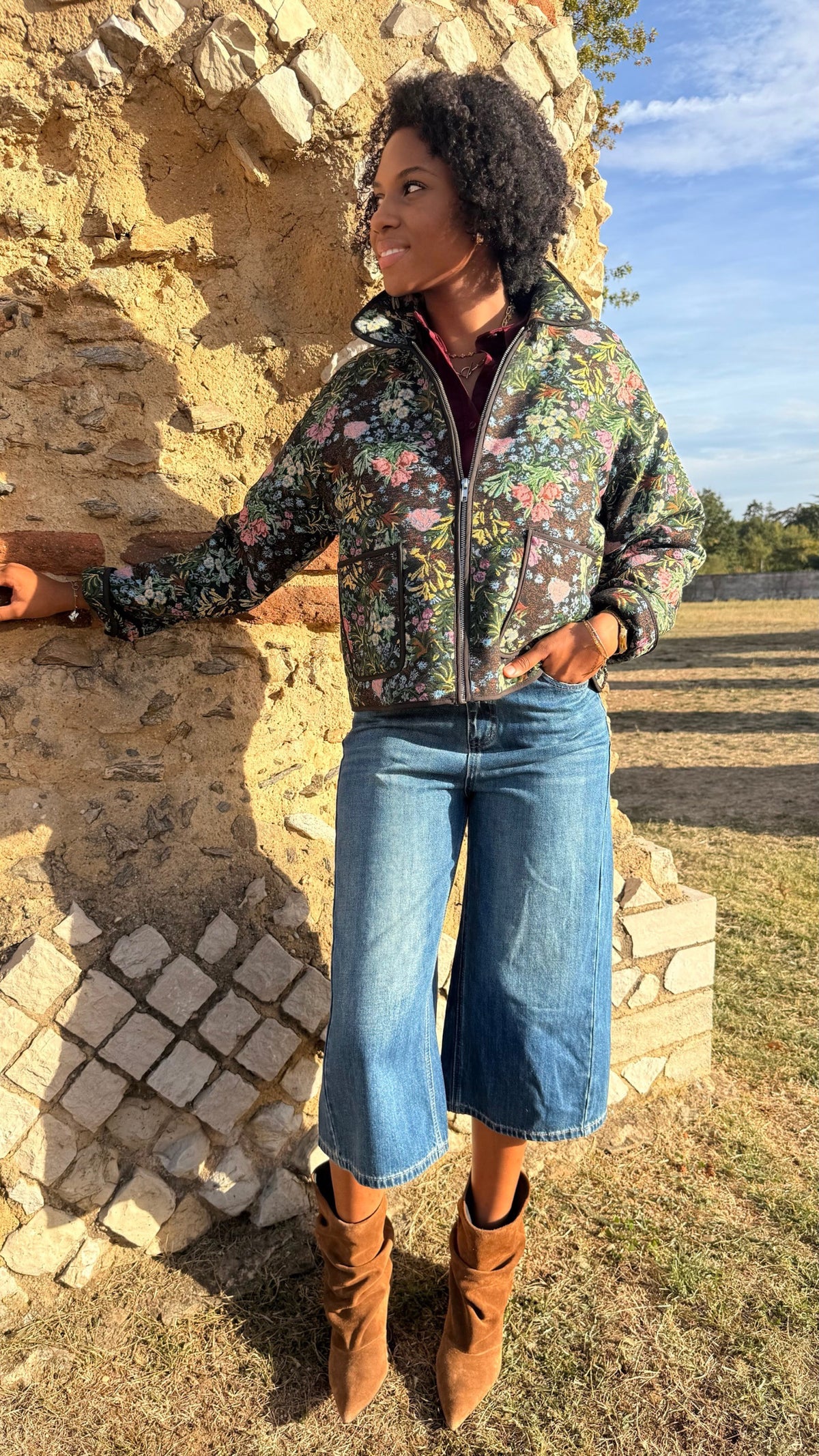 Veste imprimé jacquard flower