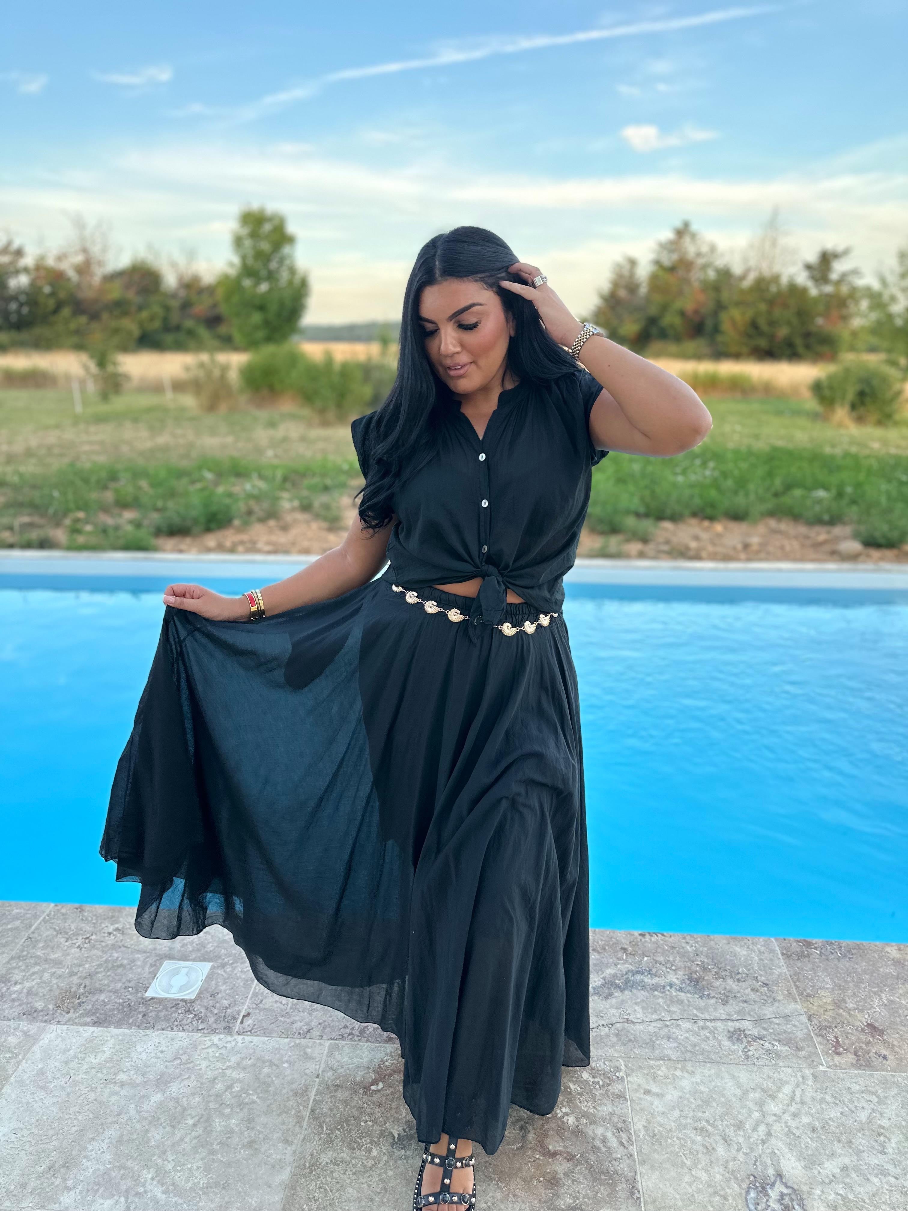 Jupe voile de coton noir