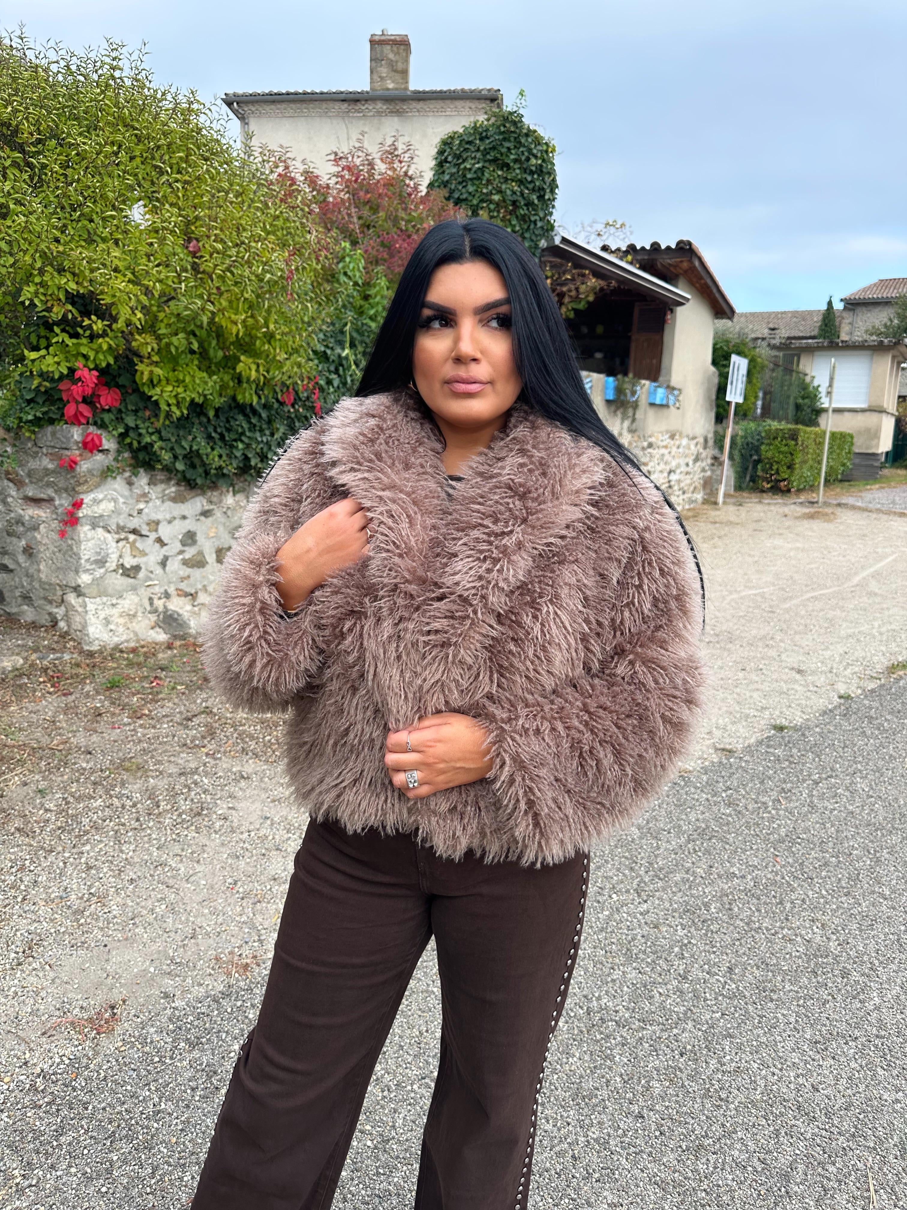Veste effet peluche Taupe