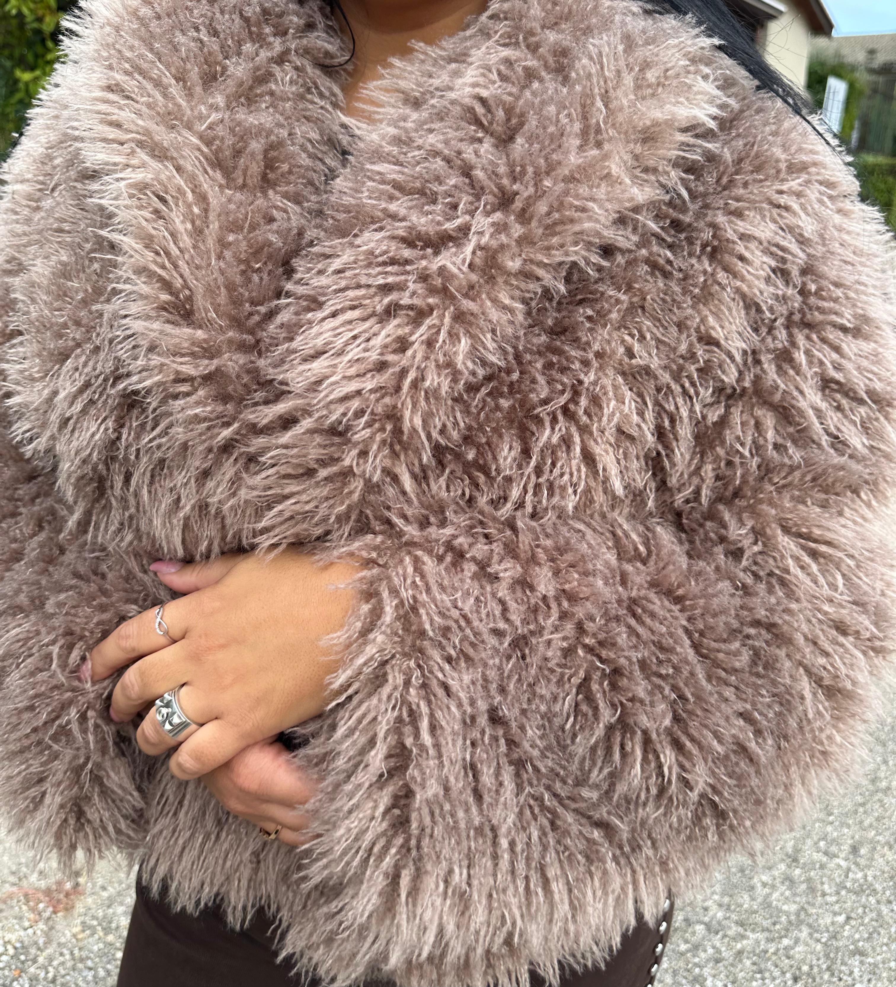 Veste effet peluche Taupe