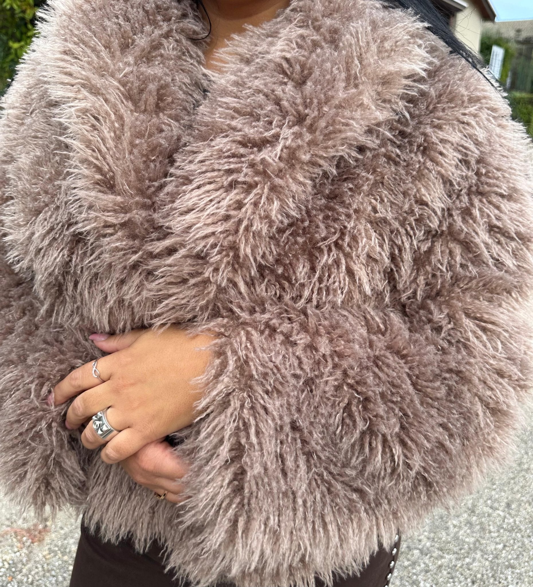 Veste effet peluche Taupe