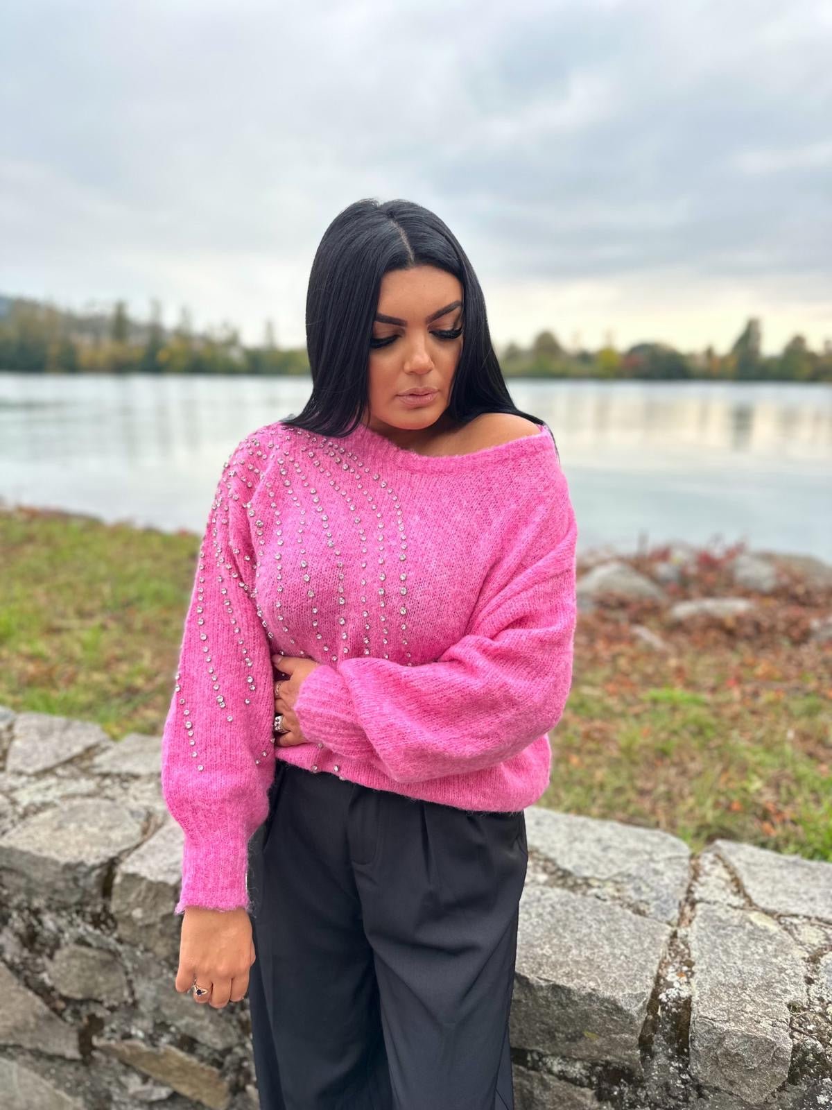 Pull rose strass – Douceur et éclat