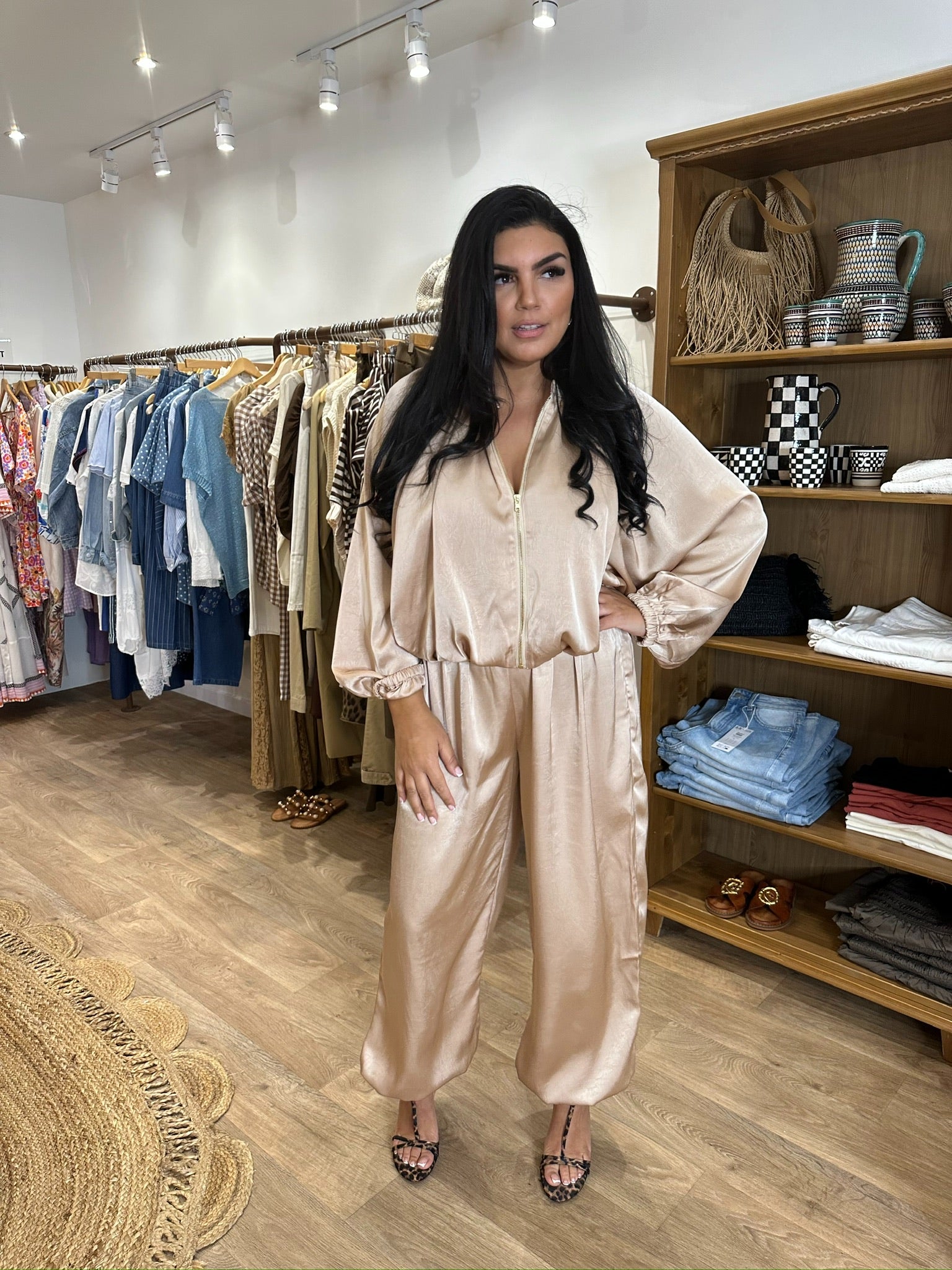 Blouson satiné beige