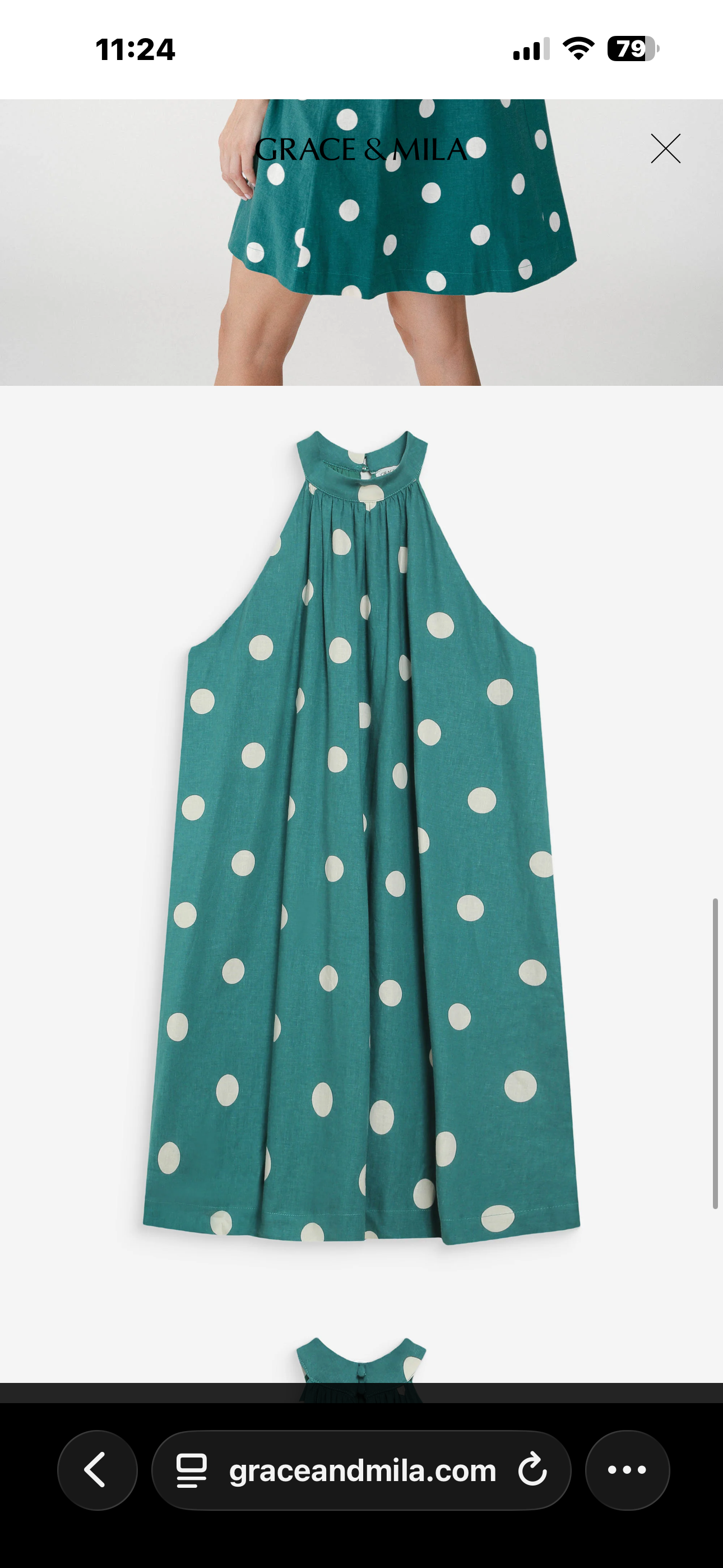 ROBE COURTE À POIS ÉVASÉE SANS MANCHES EMERAUDE WARNA