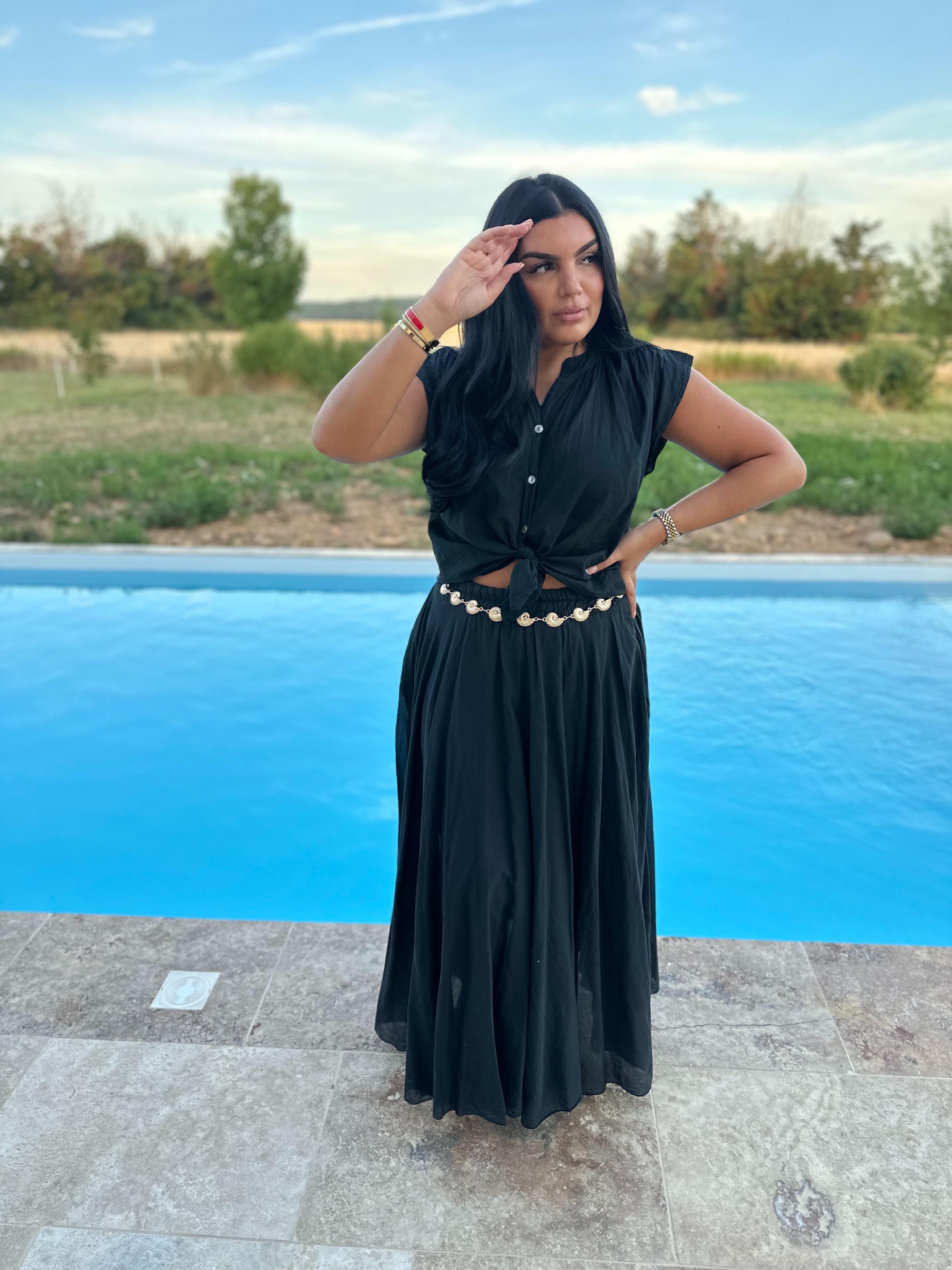 Jupe voile de coton noir