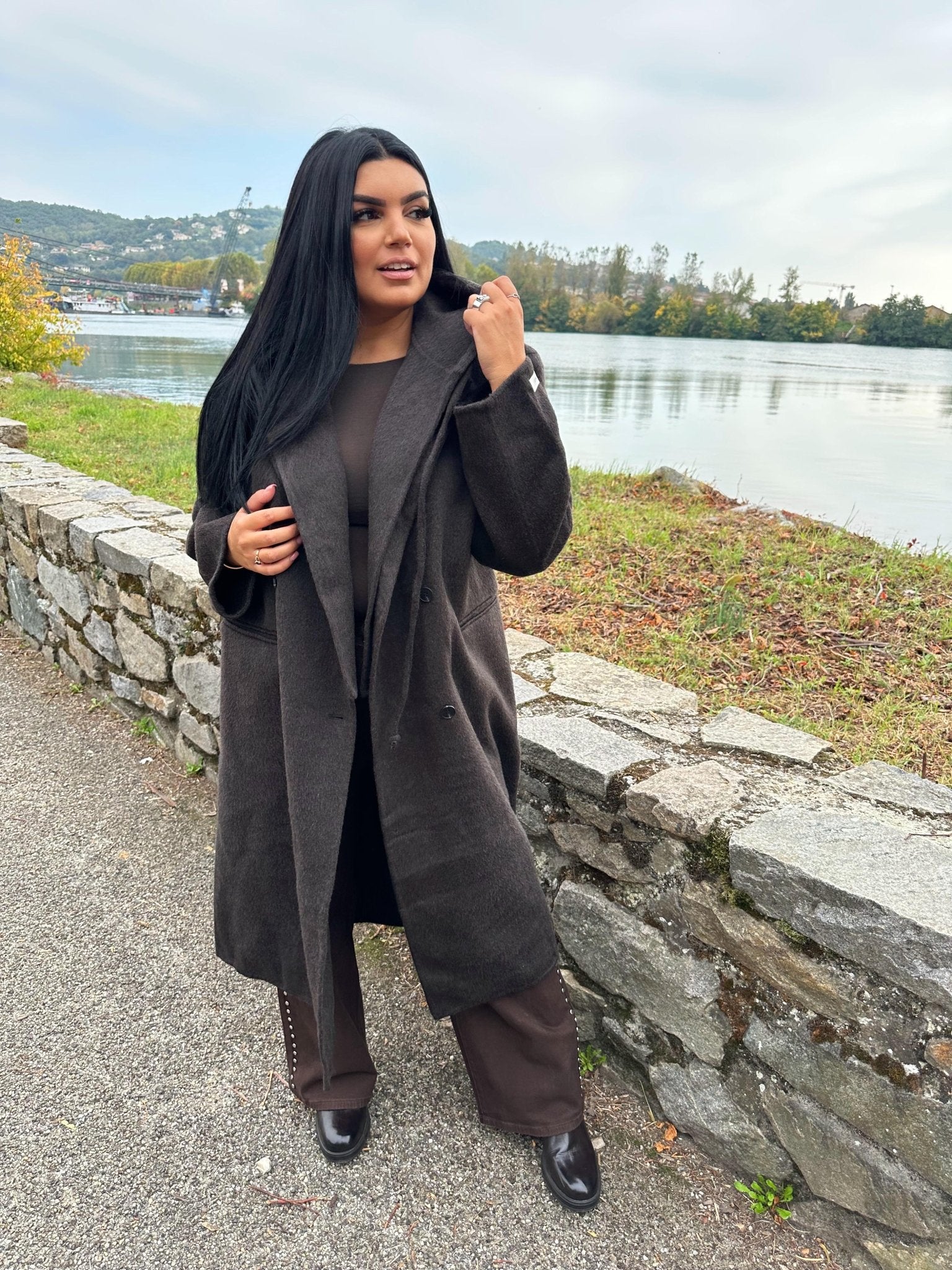 Manteau 70% de laine chocolat