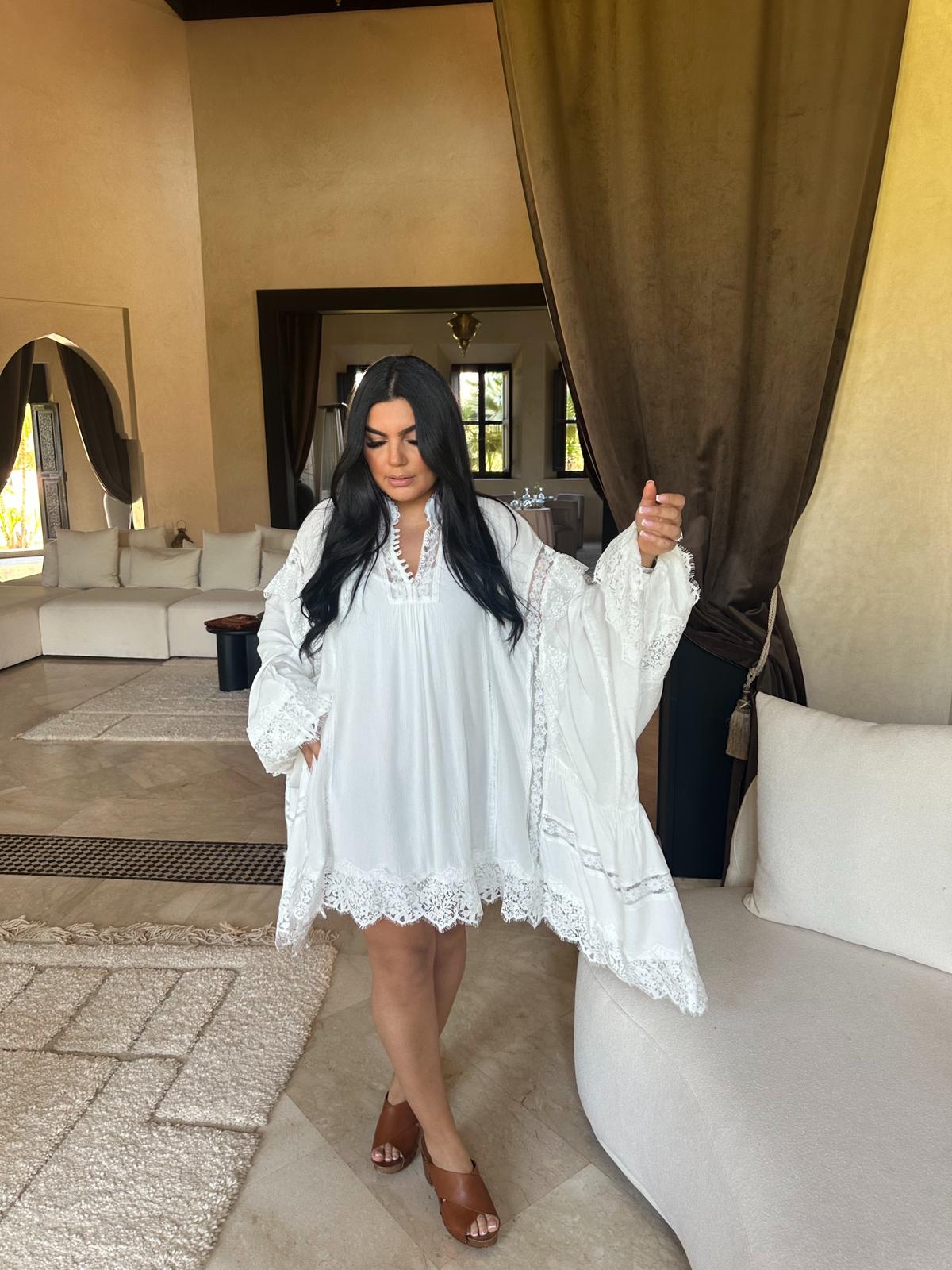 Robe bohème blanche broderie