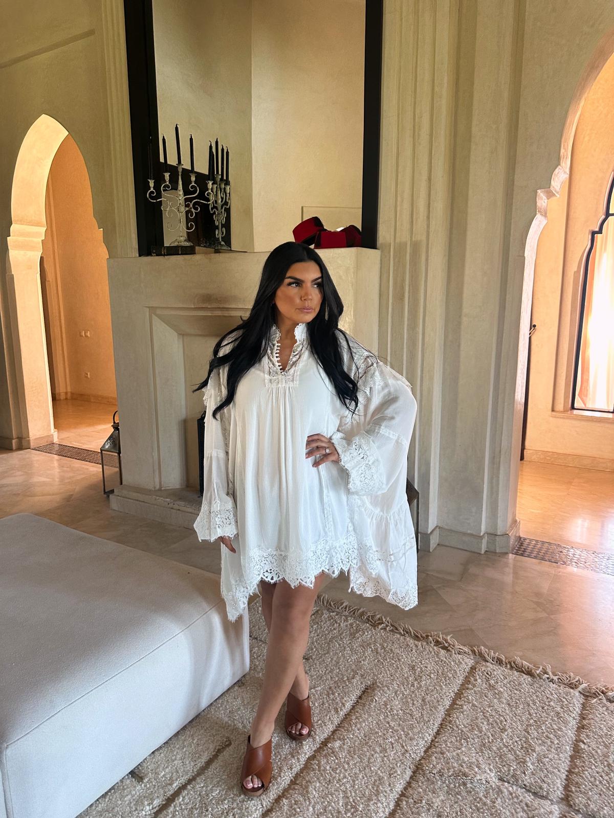 Robe bohème blanche broderie