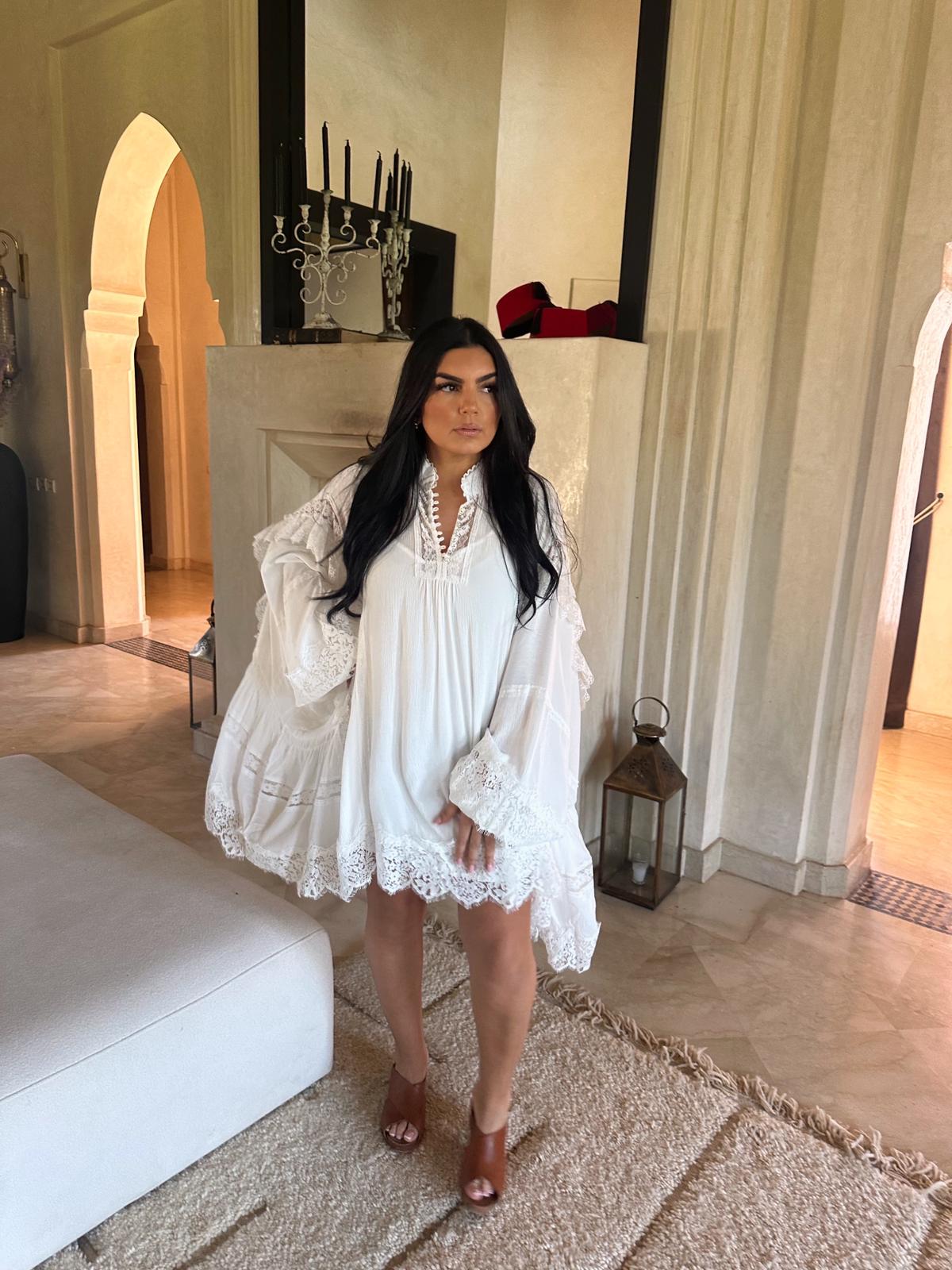 Robe bohème blanche broderie