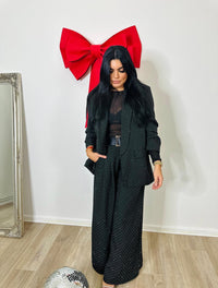 Pantalon large “Galaxy” – Noir à micro-pois brillants