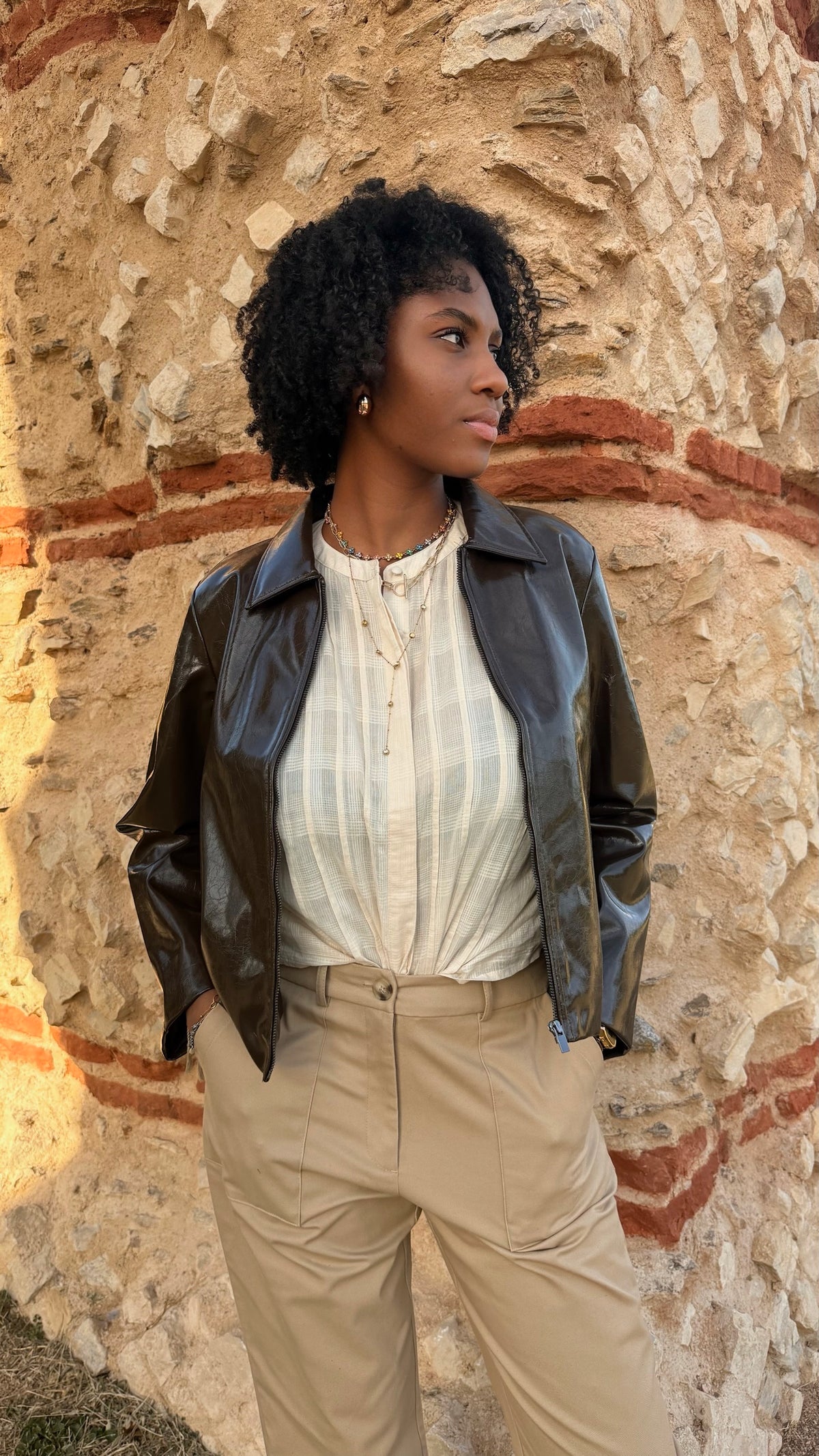 Veste cuir vegan vernis