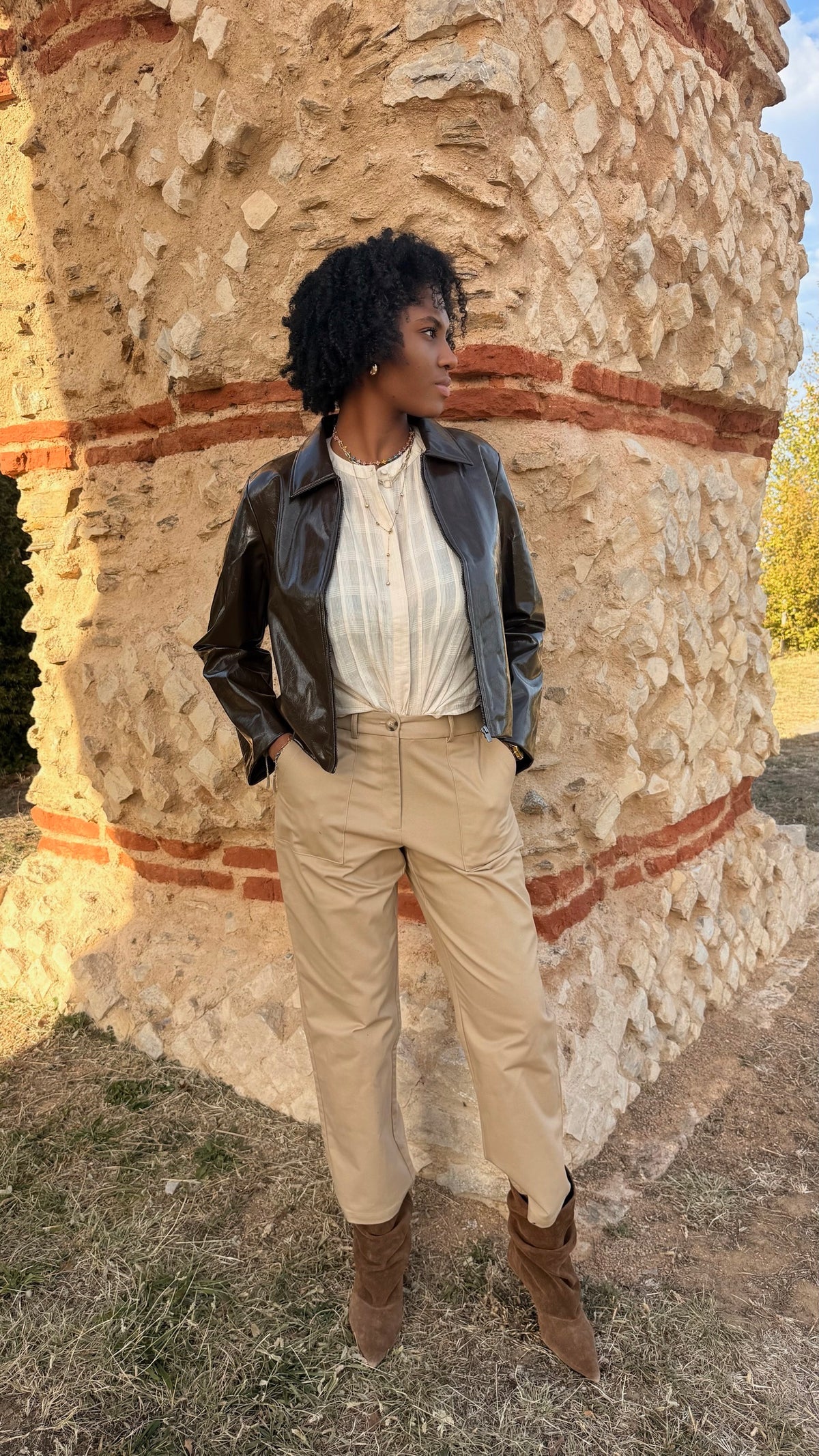 Veste cuir vegan vernis