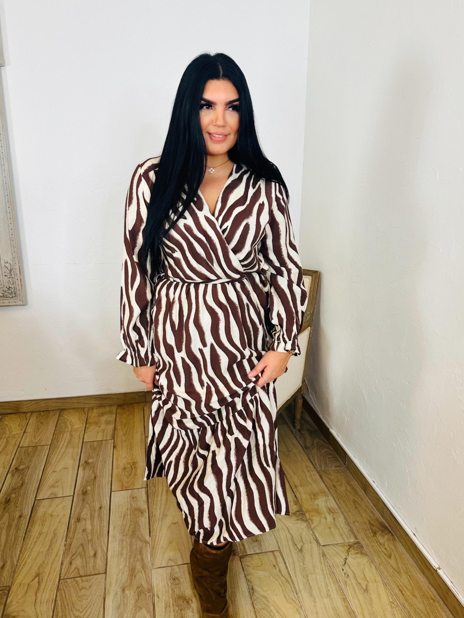 Robe imprimé zébré marron 