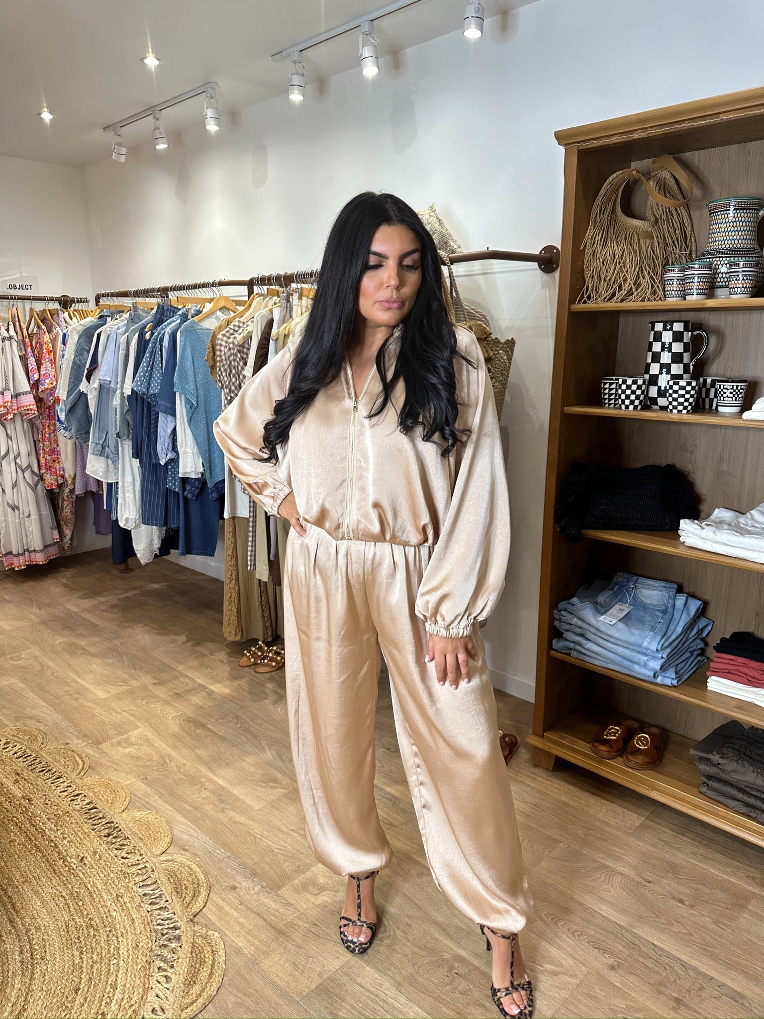Blouson satiné beige