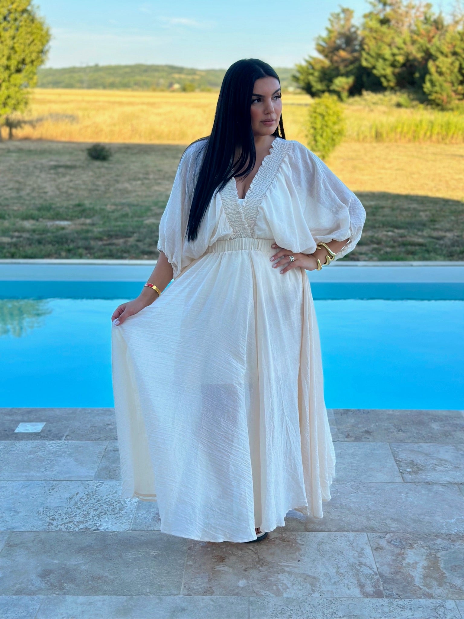 Robe Longue Voile de Coton – Élégance et Légèreté