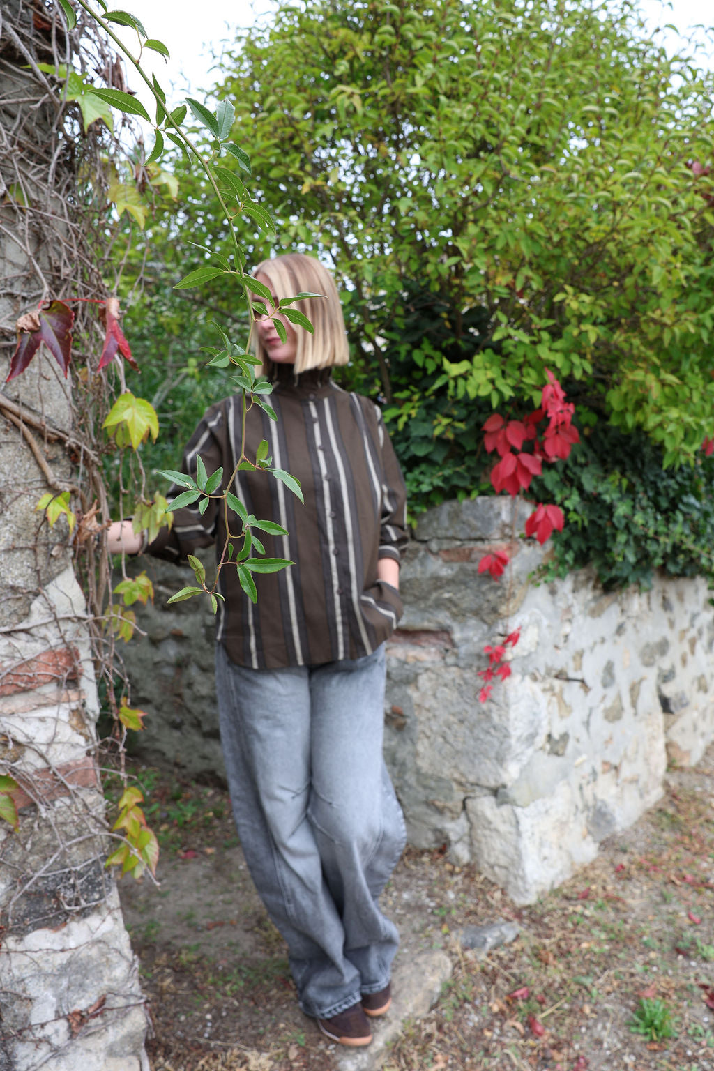 Chemise à rayures Kaki