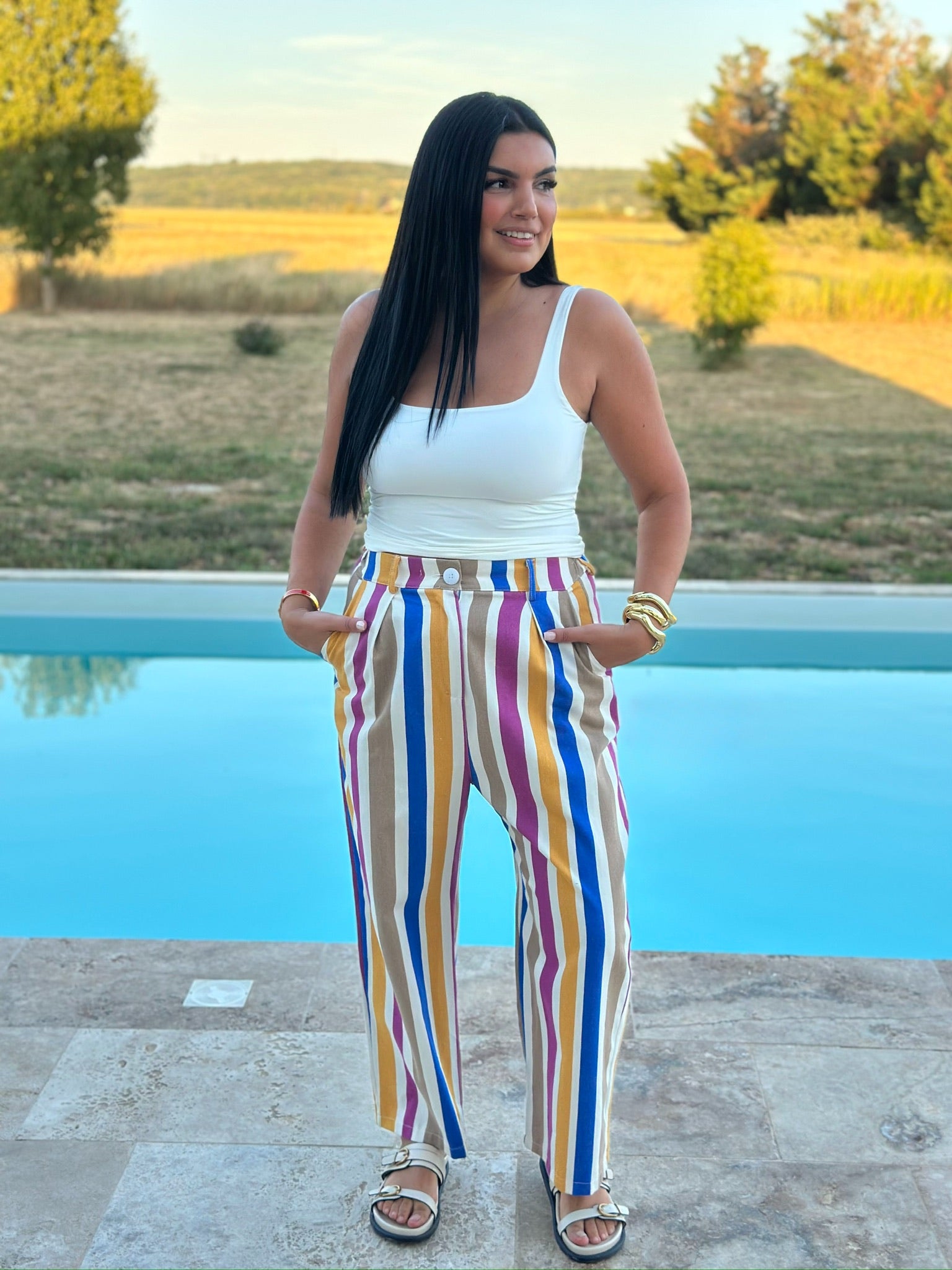 Pantalon rayé en coton – Fabrication italienne 🇮🇹