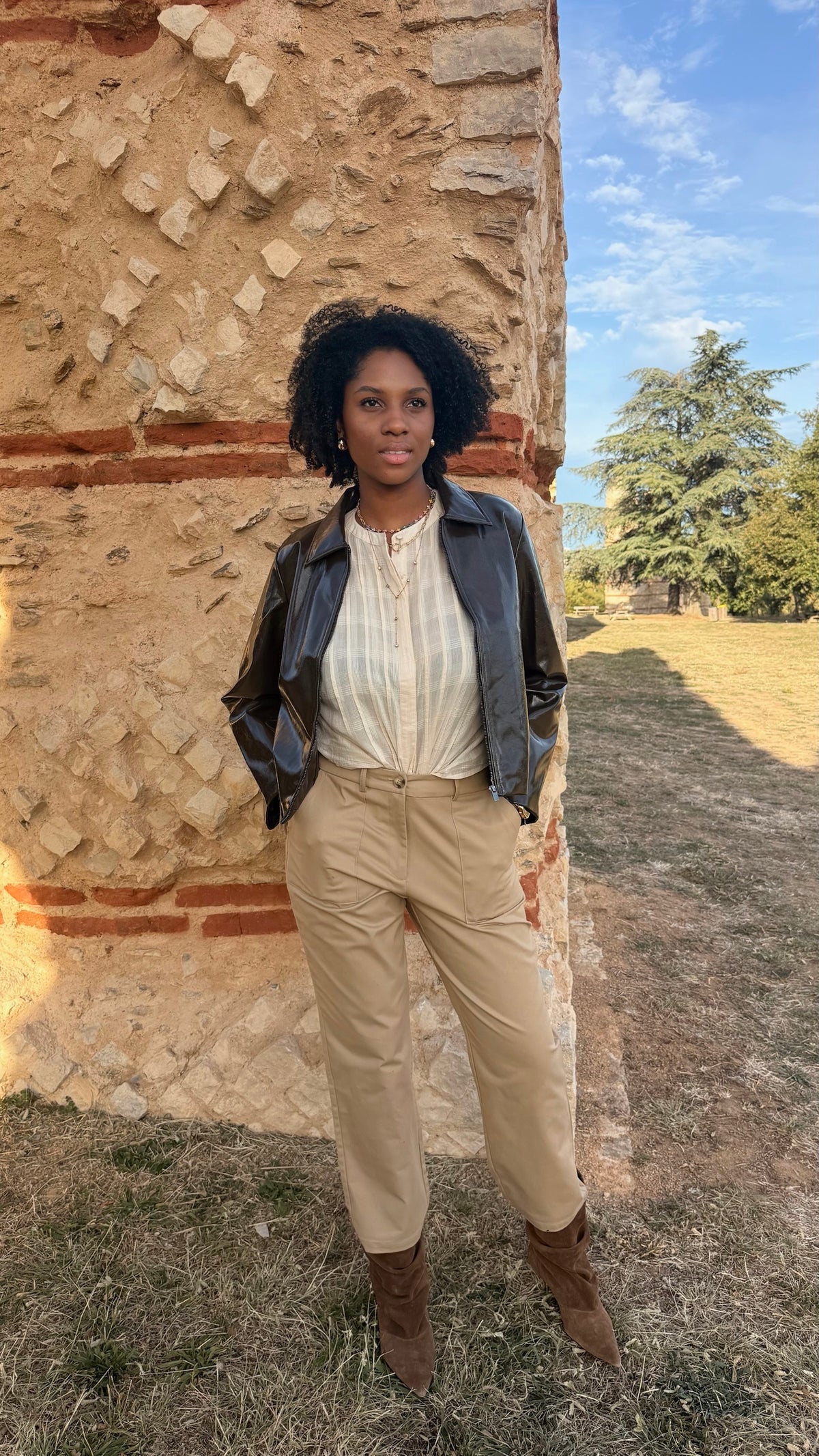 Veste cuir vegan vernis