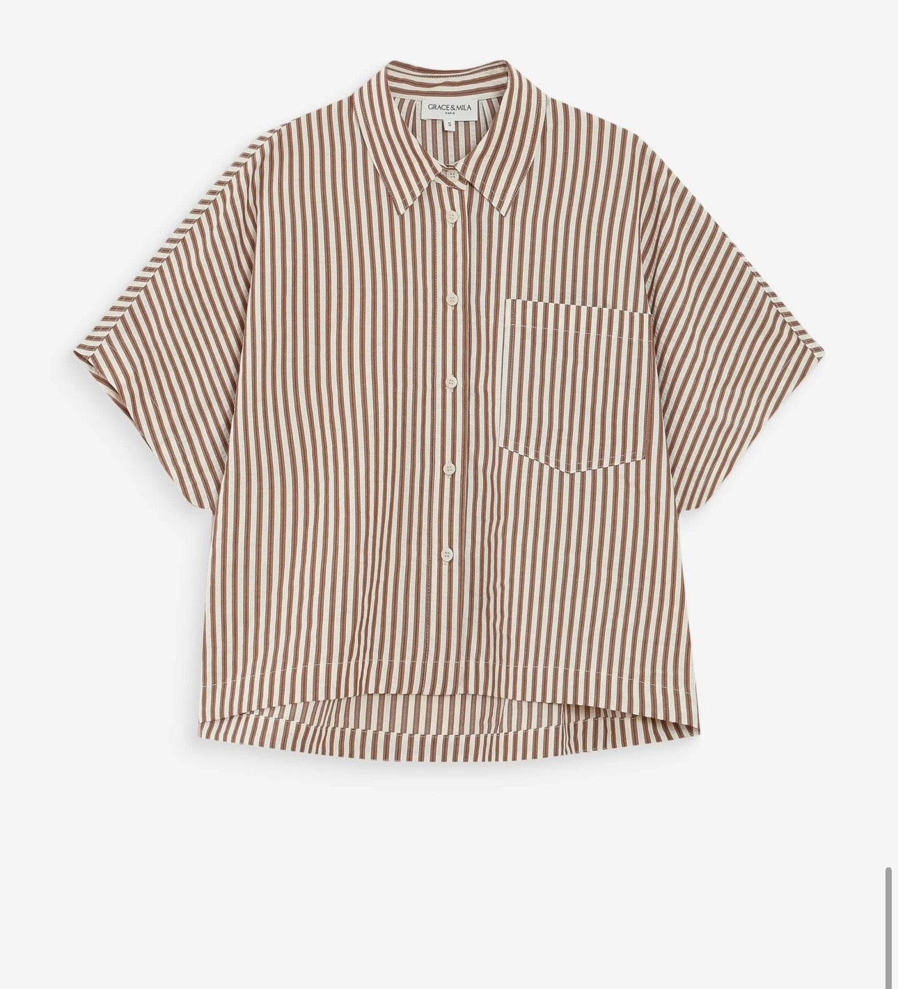 CHEMISE LARGE À RAYURES MANCHES COURTES BLEUET VERCIA
