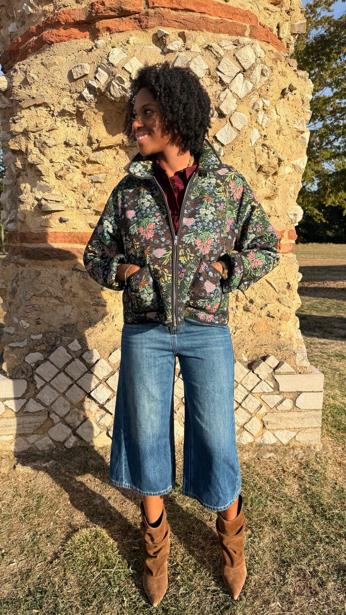 Veste imprimé jacquard flower