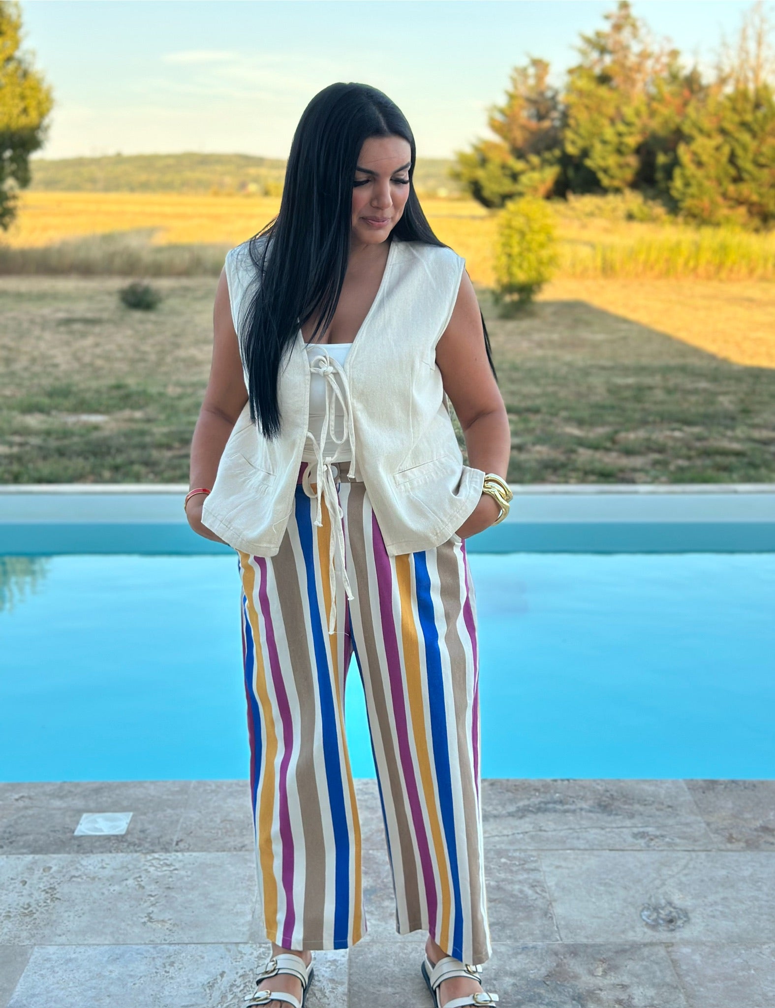 Pantalon rayé en coton – Fabrication italienne 🇮🇹