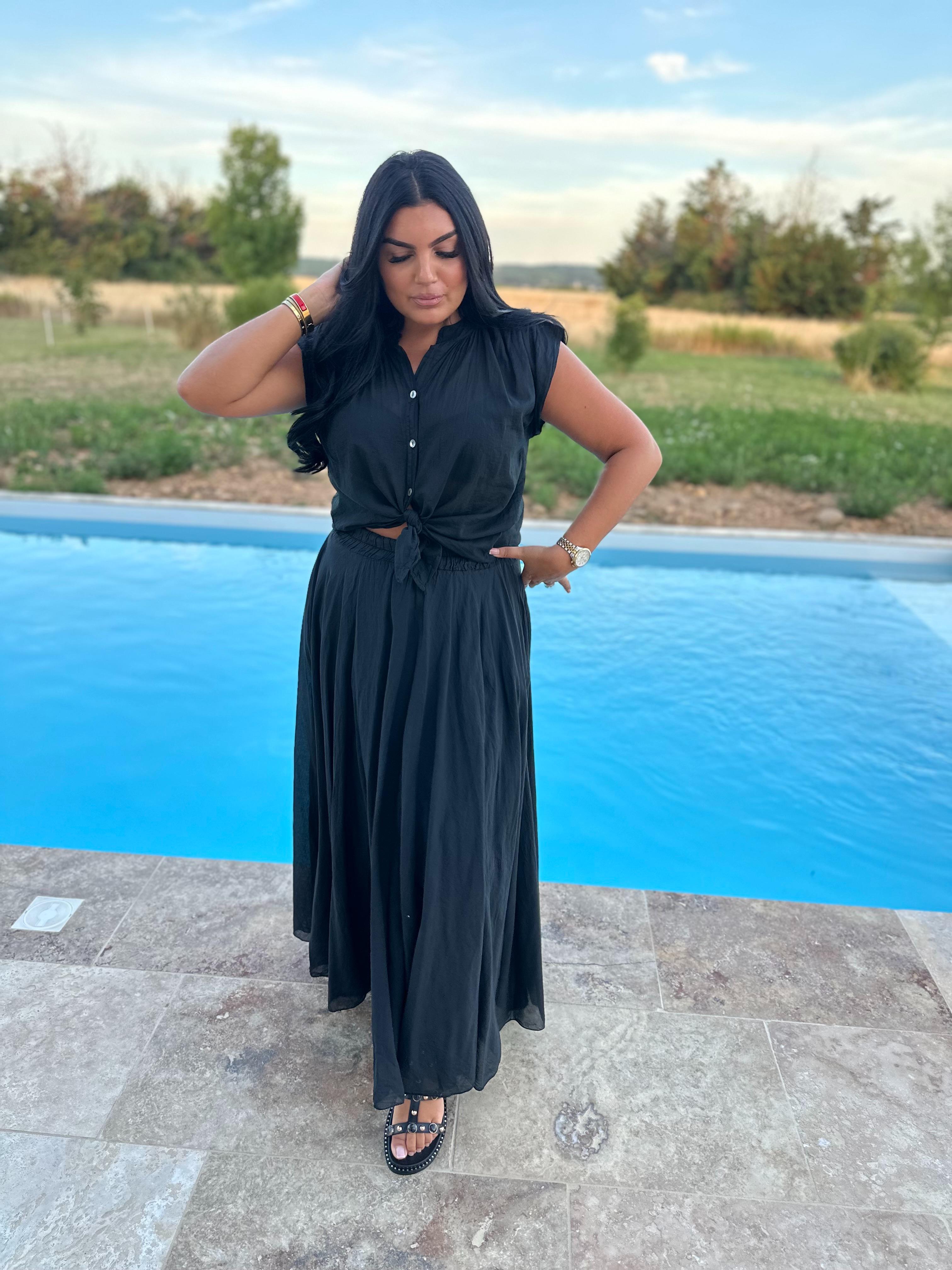 Jupe voile de coton noir