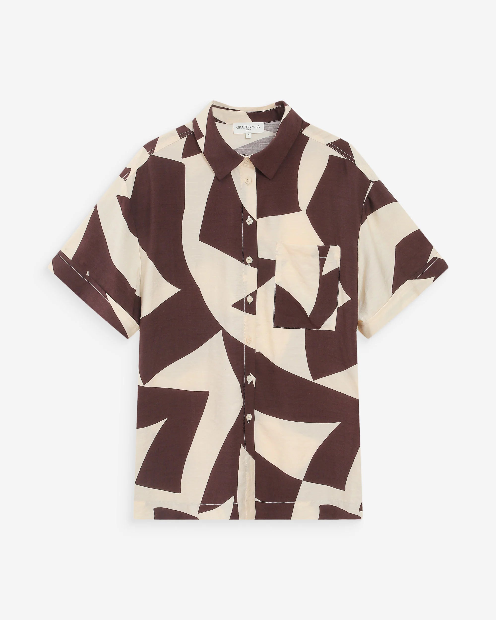 Chemise GRACE & MILA  imprimée  graphique chocolat